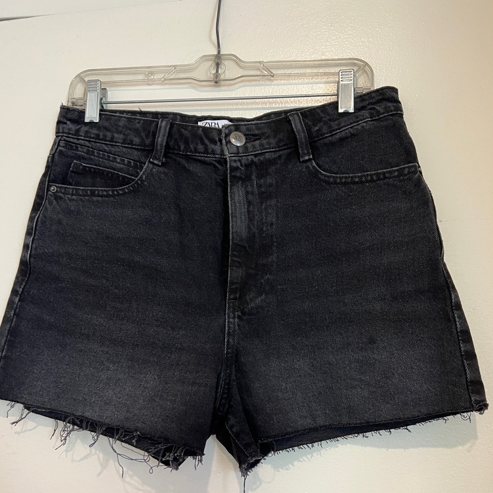 Black denim shorts